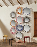 Miroir mural ovale bleu
