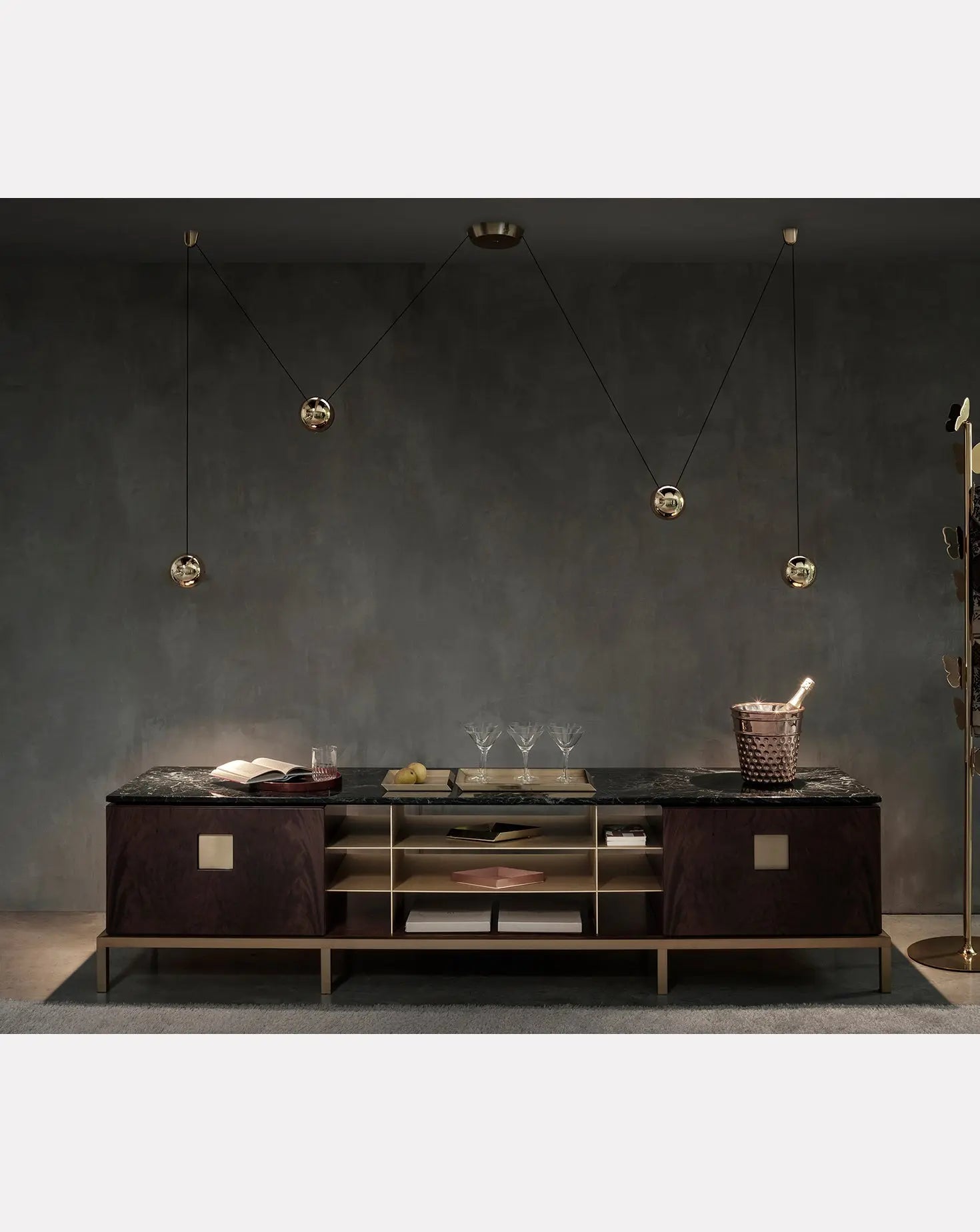 Meuble de salon Zuan en bois d'acajou