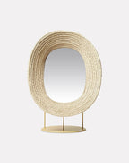 Miroir sur pied naturel brut