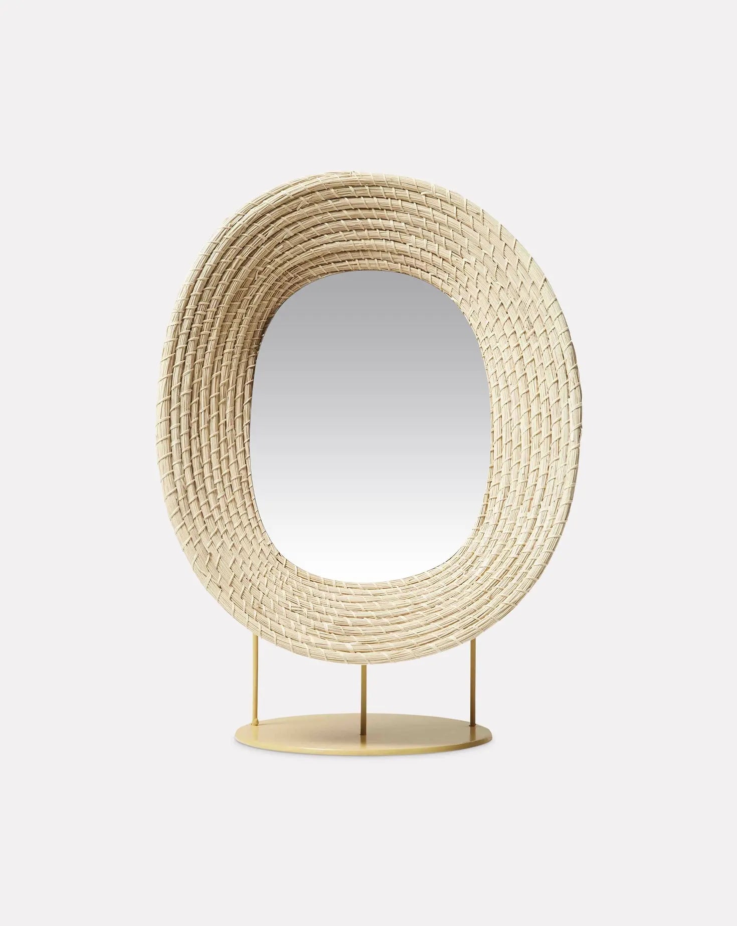 Miroir sur pied naturel brut